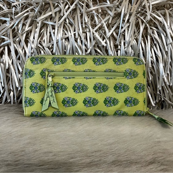 Vera Bradley Citron 2006 Travel Wallet Yellow Green Blue Y2K Zipper Passport - Picture 6 of 12
